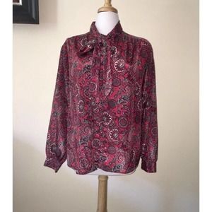 NWOT VTG Vintage Alfred Dunner Paisley Top Bow Tie Size 20